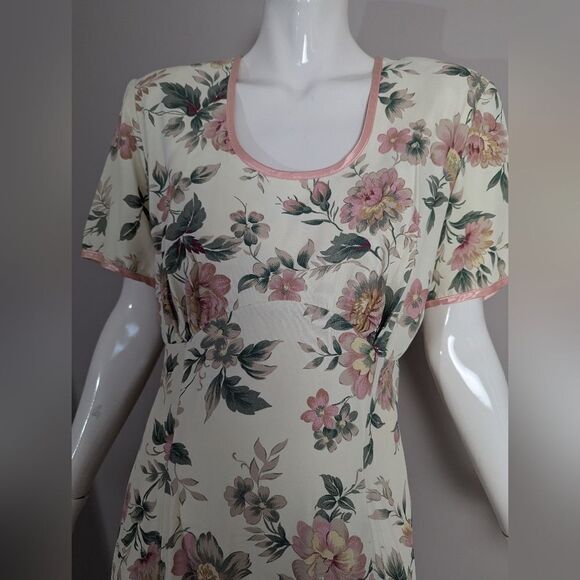 Women's 90s floral dress maxi short sleeve pretty maxi dress 9/10 - Picture 6 of 8
